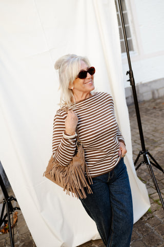AMELIA CASHMERE KNIT STRIPES BROWN