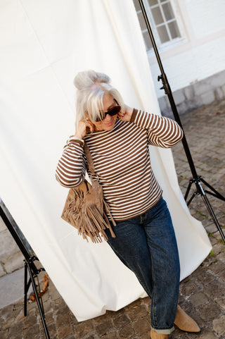 AMELIA CASHMERE KNIT STRIPES BROWN