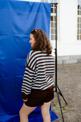 VINCE KNIT STRIPES BROWN/BLUE