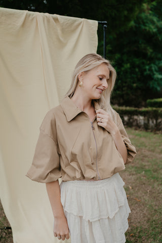 LULA CROPPED JACKET CAMEL