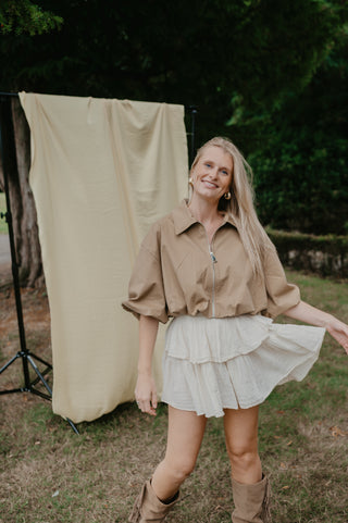 LULA CROPPED JACKET CAMEL