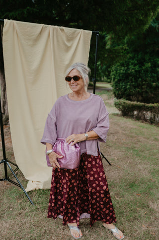 ANNA TROUSERS FLOWER BURGUNDY