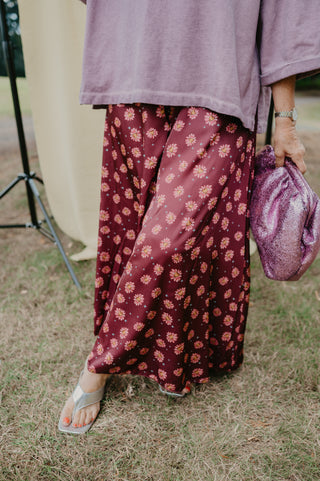 ANNA TROUSERS FLOWER BURGUNDY