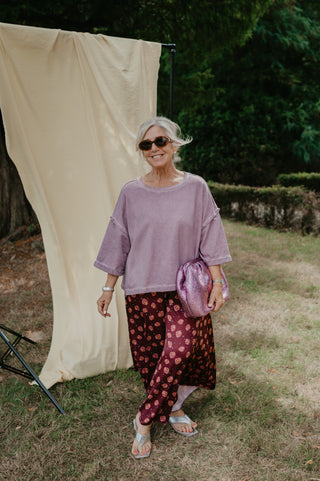 ANNA TROUSERS FLOWER BURGUNDY