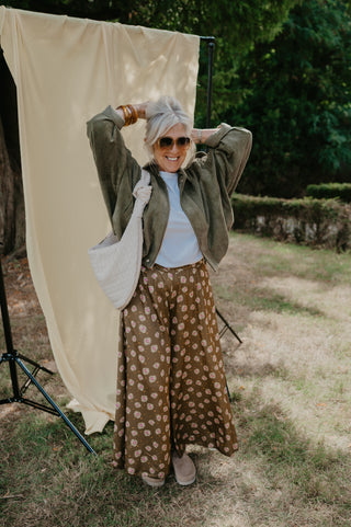 ANNA TROUSERS FLOWER KHAKI