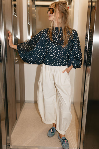NONA CROPPED BLOUSE POLKADOT NAVY