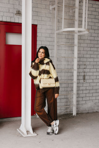 JOANNA SCARF STRIPES BROWN/YELLOW