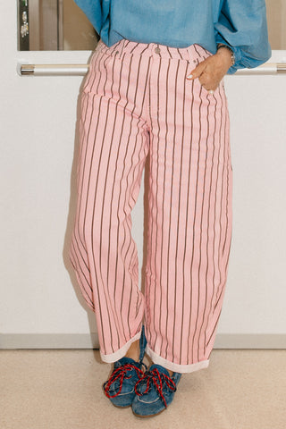 CLAIRE BALLOON JEANS STRIPES PINK/BROWN