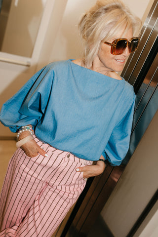 NONA CROPPED BLOUSE DENIM