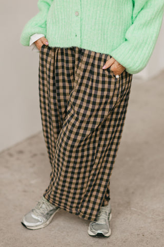 MILLIE TROUSERS CHECKERED KHAKI/BEIGE