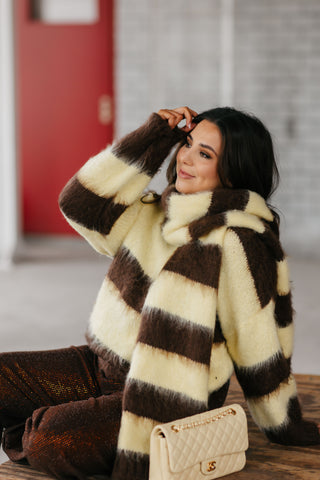 JOANNA KNIT STRIPES BROWN/YELLOW