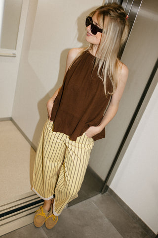 CLAIRE BALLOON JEANS STRIPES YELLOW/BROWN