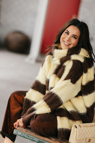 JOANNA KNIT STRIPES BROWN/YELLOW