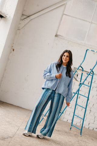 MILES CROCHET TROUSERS BLUE