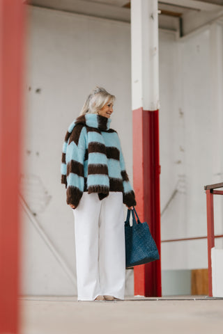 JOANNA KNIT STRIPES BROWN/BLUE