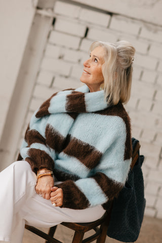 JOANNA KNIT STRIPES BROWN/BLUE