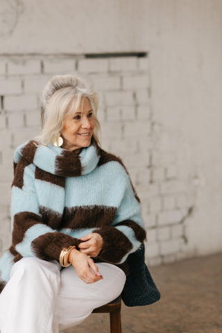 JOANNA KNIT STRIPES BROWN/BLUE