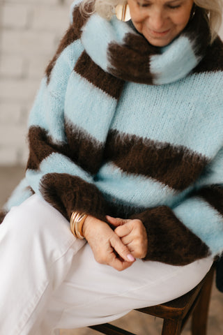 JOANNA KNIT STRIPES BROWN/BLUE