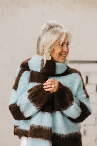 JOANNA SCARF STRIPES BROWN/BLUE