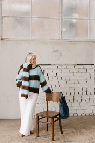 JOANNA KNIT STRIPES BROWN/BLUE