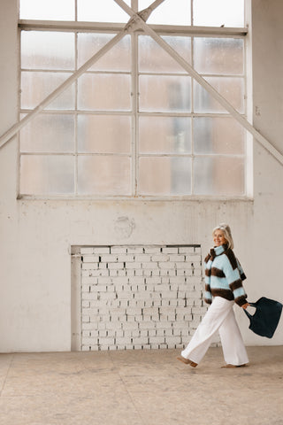 JOANNA KNIT STRIPES BROWN/BLUE