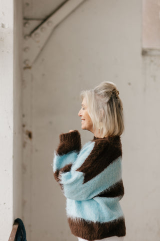 JOANNA KNIT STRIPES BROWN/BLUE