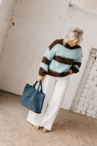JOANNA KNIT STRIPES BROWN/BLUE
