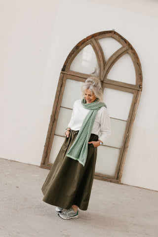 RUTH SCARF STRIPES GREEN/KHAKI