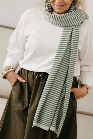 RUTH SCARF STRIPES GREEN/KHAKI