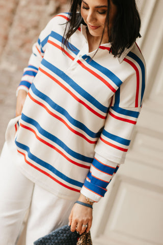 ROMY POLO STRIPES WHITE/BLUE/RED