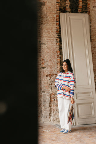 ROMY POLO STRIPES WHITE/BLUE/RED