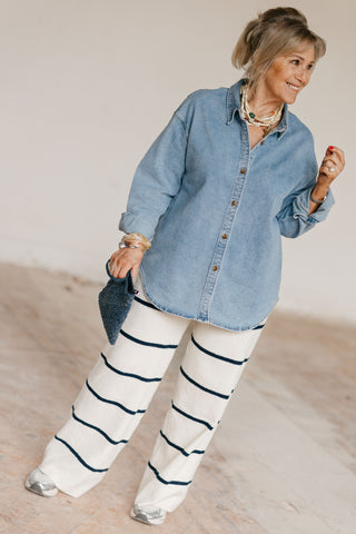 LIZZIE TROUSERS STRIPES NAVY