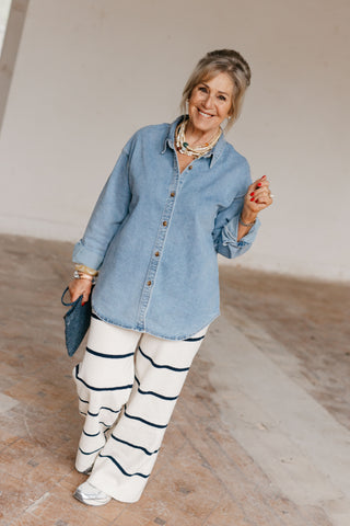 LIZZIE TROUSERS STRIPES NAVY