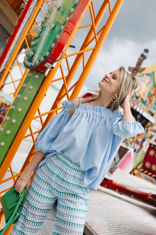 SHAY OFF-SHOULDER BLOUSE BLUE