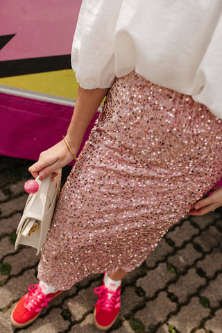 ROSIE LONG SEQUIN SKIRT PINK