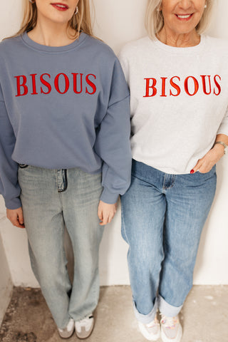 BISOUS SWEATER GREY/RED