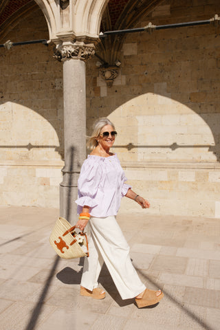 SUE OFF SHOULDER BLOUSE PINK / BLUE