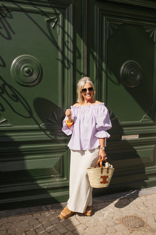 SUE OFF SHOULDER BLOUSE PINK / BLUE