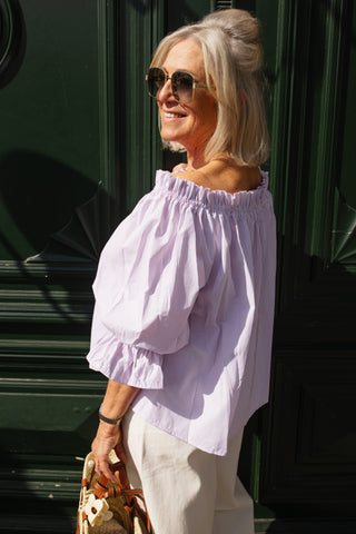 SUE OFF SHOULDER BLOUSE PINK / BLUE