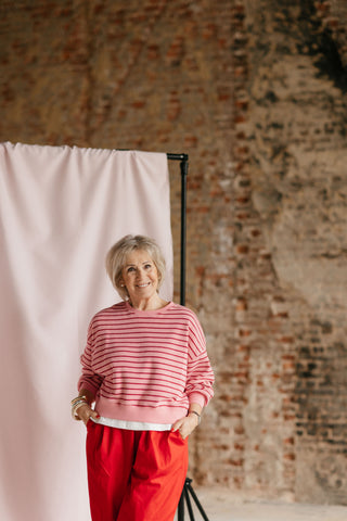 ABBY SWEATER STRIPES PINK/RED