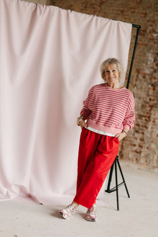 ABBY SWEATER STRIPES PINK/RED