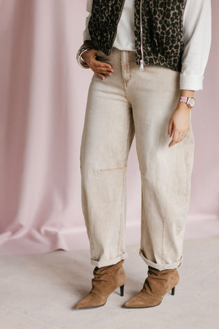 POLLY BALLOON JEANS WASHED TAUPE