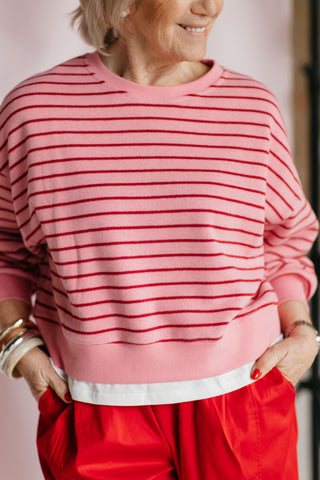 ABBY SWEATER STRIPES PINK/RED