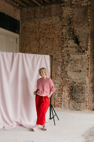 ABBY SWEATER STRIPES PINK/RED