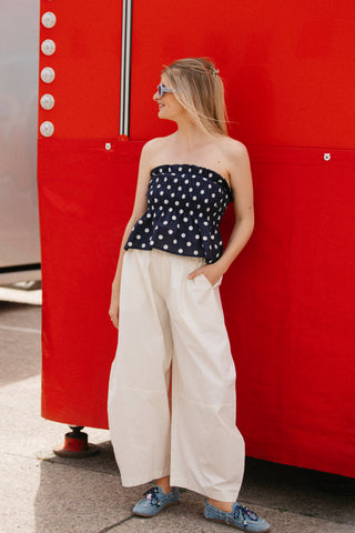 SOFIE BANDEAU TOP POLKADOT NAVY