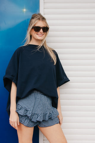 JULIE RUFFLE SKIRT VICHY NAVY