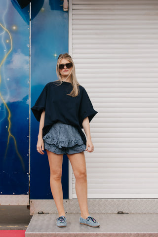 JULIE RUFFLE SKIRT VICHY NAVY