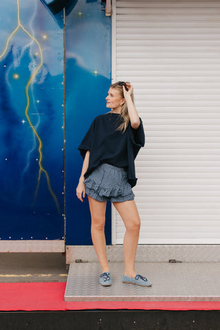 JULIE RUFFLE SKIRT VICHY NAVY