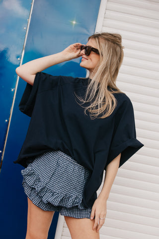 JULIE RUFFLE SKIRT VICHY NAVY