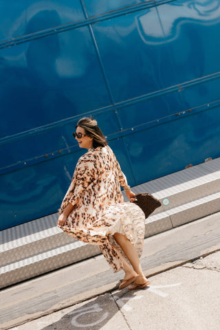 ADA MAXI SATIN DRESS LEOPARD